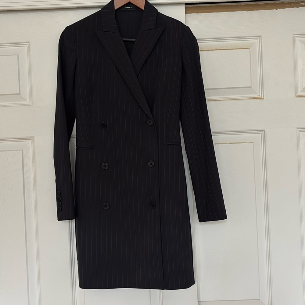Theory Black Pinstripe Dress
